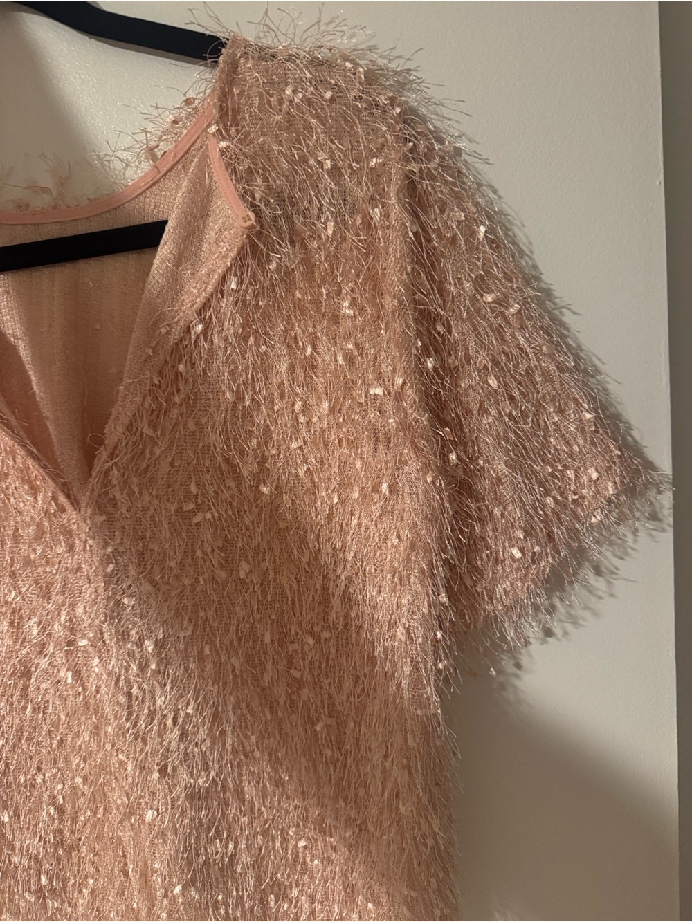 Fuzzy Short-Sleeve Textured Accent Top Pink - Picture 5 of 7